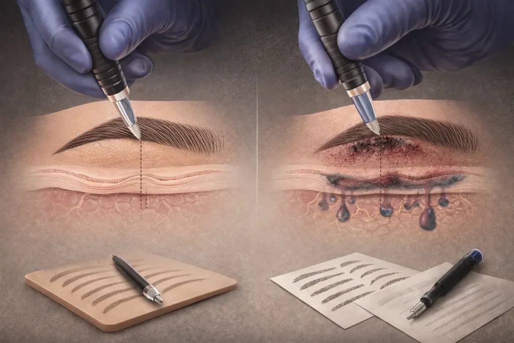 microblading depth and pressure guide