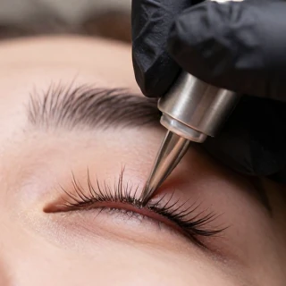pigment implantation in lash line tattoo